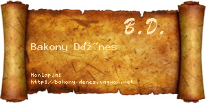 Bakony Dénes névjegykártya